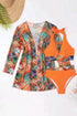 3pcs Tropical Contrast Trim Halter Bikini Set with Cover up